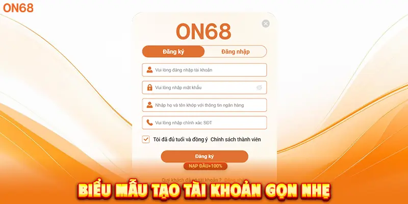 Biểu mẫu tạo tài khoản gọn nhẹ. 