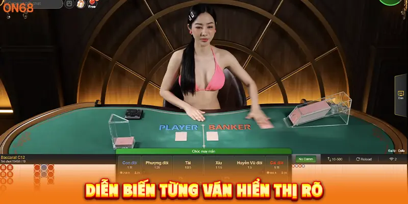 Diễn biến từng ván game ON68 hiển thị rõ. 